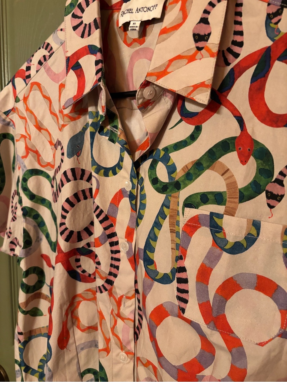 RARE-Rachel Antonoff Short-Sleeve Multicolor Snake Print Camp Shirt - Women's - Picture 4 of 5